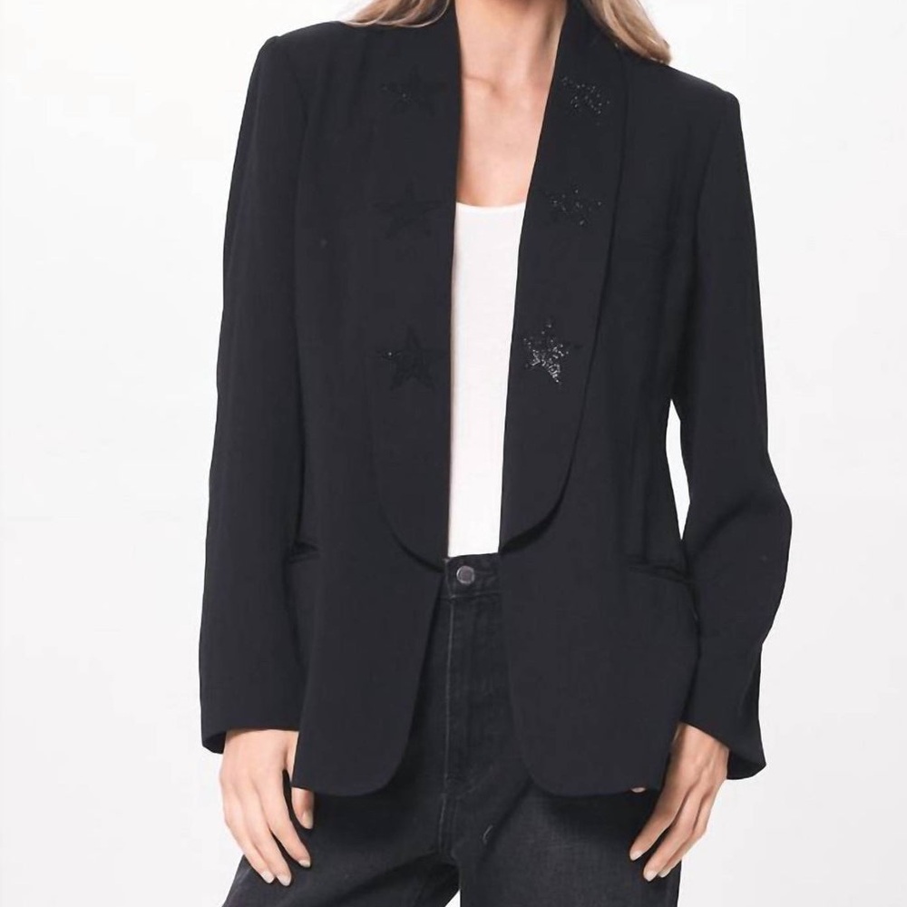 VINTAGE HAVANA Rhinestone Star Detail Blazer in Black - Women’s Small - NWT